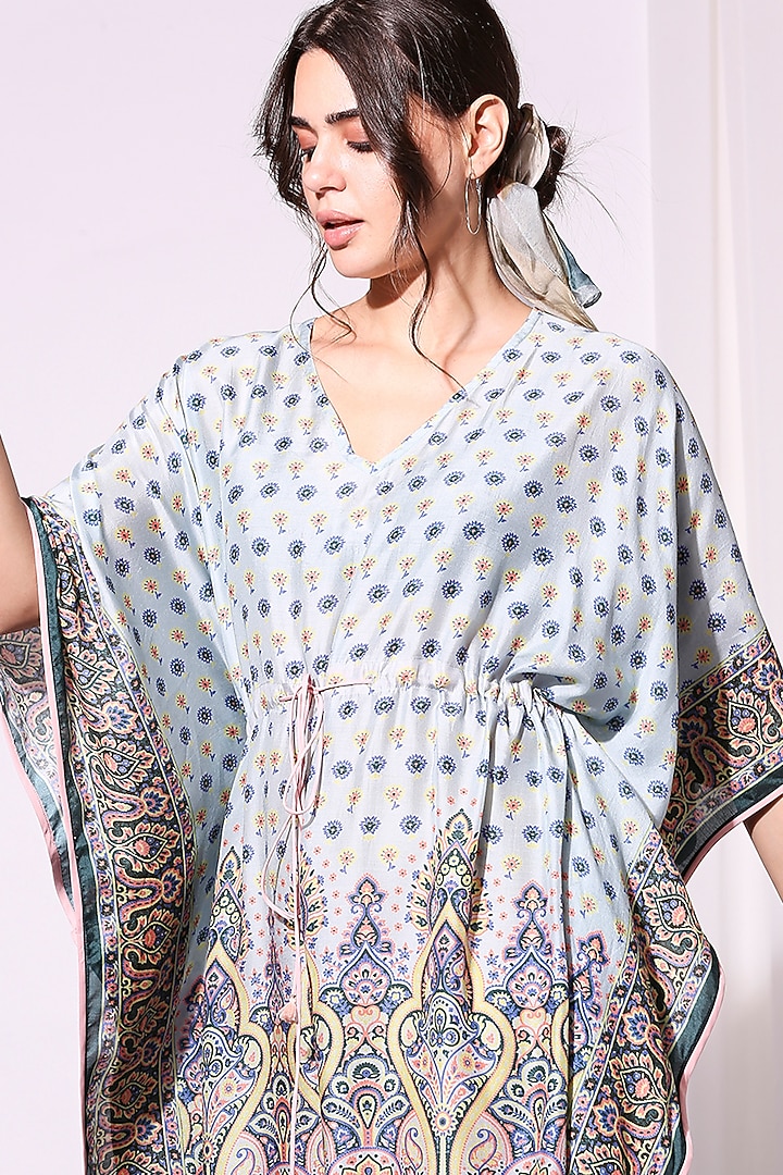 Powder Blue Kaftan With Tie-Up by Soup by Sougat Paul at Pernia's Pop Up Shop