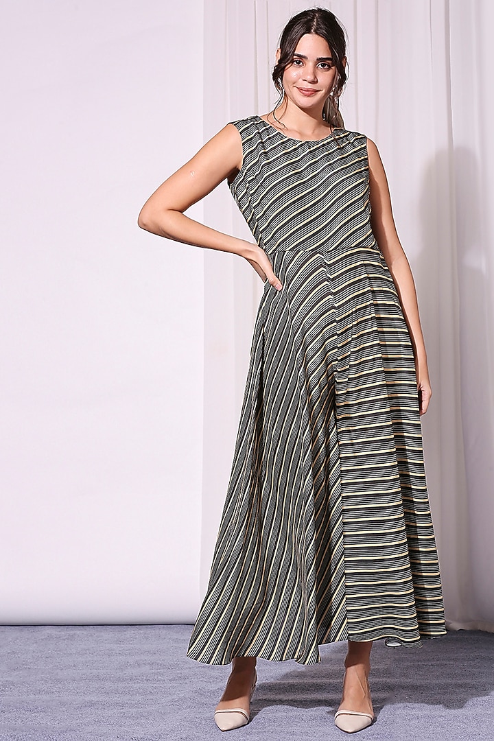Black A-Line Summer Dress With Long Jacket by Soup by Sougat Paul at Pernia's Pop Up Shop
