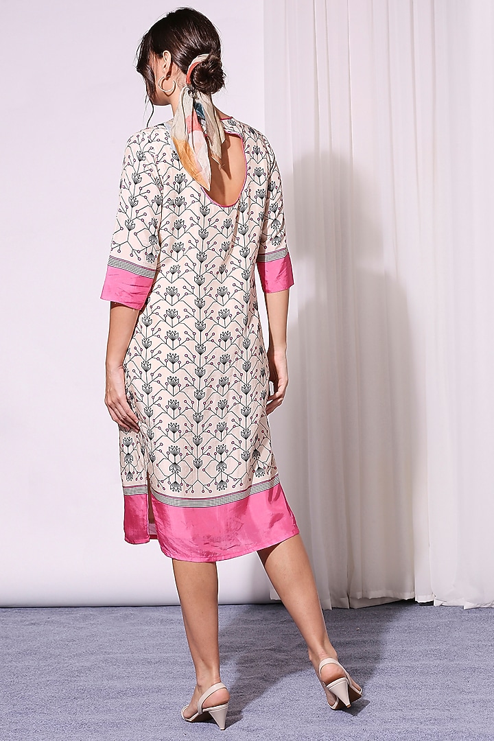 Powder Pink Printed Summer Dress by Soup by Sougat Paul at Pernia's Pop Up Shop
