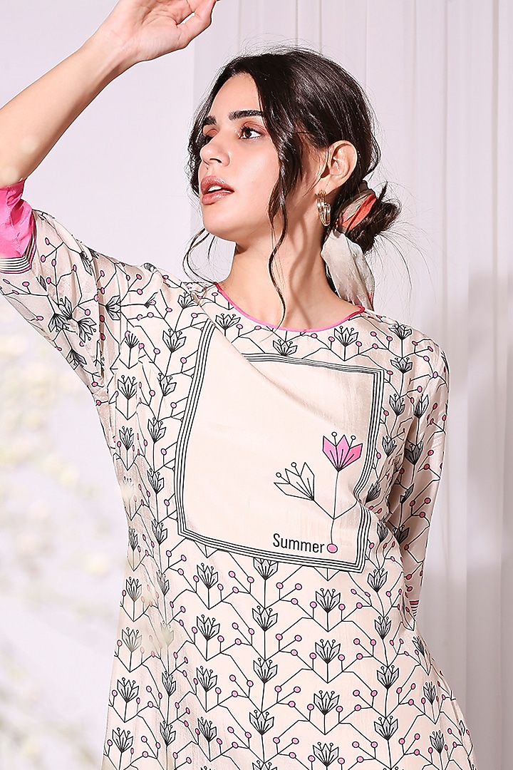 Powder Pink Printed Summer Dress by Soup by Sougat Paul at Pernia's Pop Up Shop