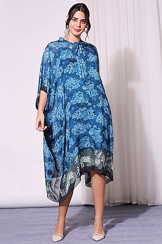 Persian Blue Printed Kaftan by Soup by Sougat Paul
