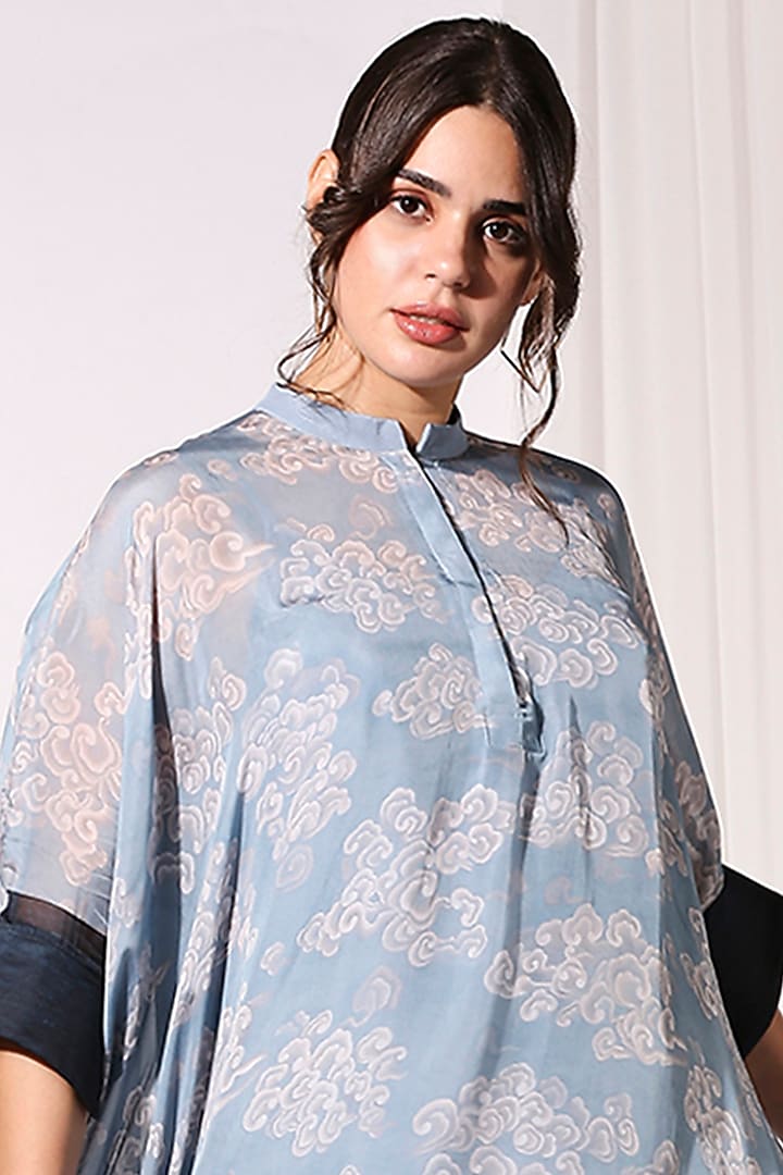 Breeze Blue Printed Kaftan by Soup by Sougat Paul at Pernia's Pop Up Shop