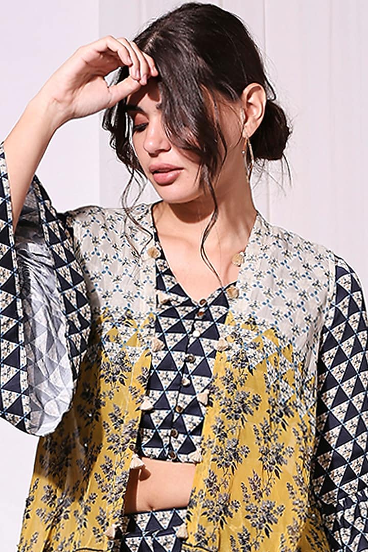 Persian Blue Printed Party Wear Sharara Set by Soup by Sougat Paul at Pernia's Pop Up Shop
