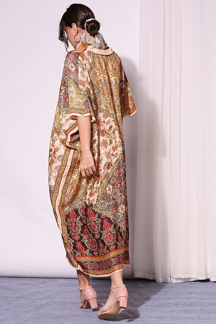 Golden Beige Printed Kaftan by Soup by Sougat Paul at Pernia's Pop Up Shop