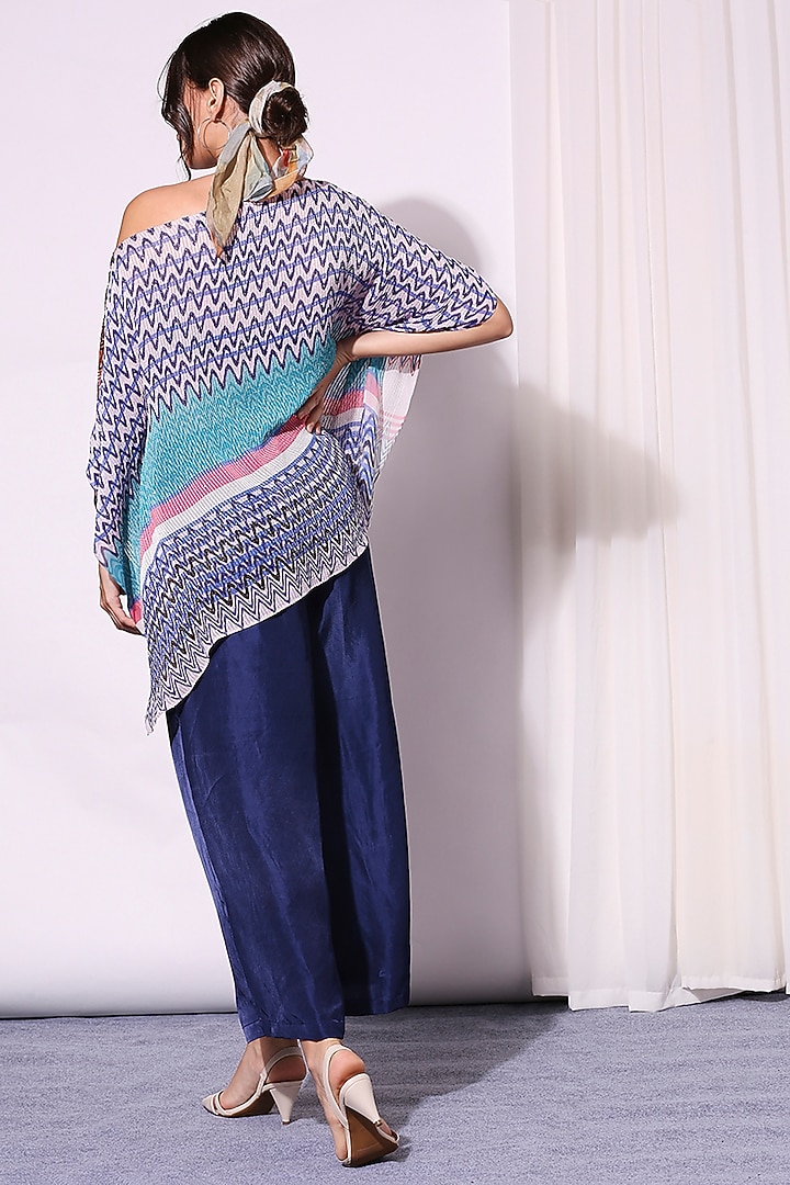 Navy Blue Twill Pant Set by Soup by Sougat Paul at Pernia's Pop Up Shop