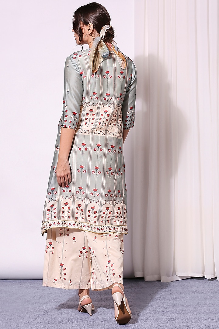 Powder Blue Printed Jacket Set by Soup by Sougat Paul at Pernia's Pop Up Shop