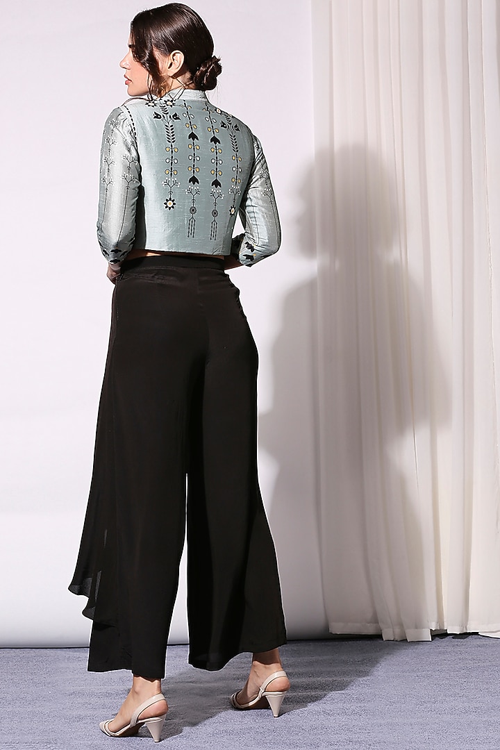 Powder Blue Printed Bomber Jacket Set by Soup by Sougat Paul at Pernia's Pop Up Shop