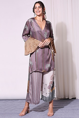 Purple Printed Pant Set by Soup by Sougat Paul