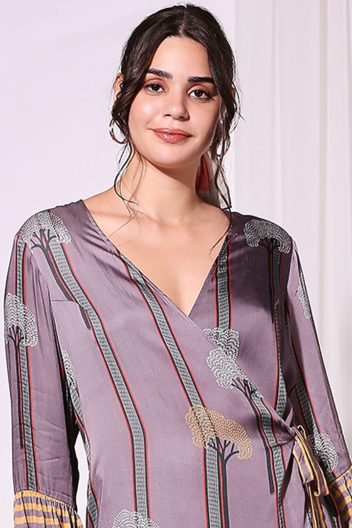 Purple Printed Pant Set by Soup by Sougat Paul at Pernia's Pop Up Shop