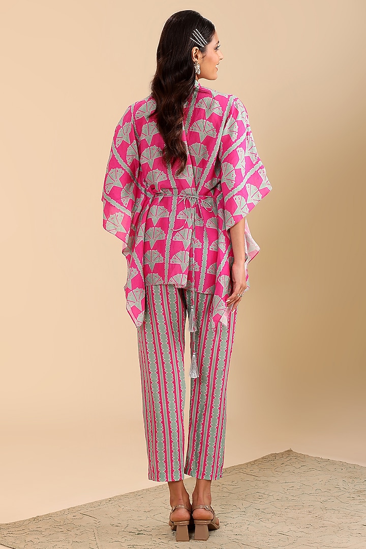 Hot Pink Cotton Linen Embellished Co-Ord Set by Soup by Sougat Paul at Pernia's Pop Up Shop