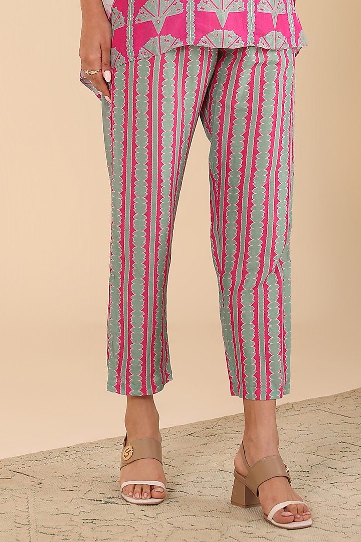 Hot Pink Cotton Linen Embellished Co-Ord Set by Soup by Sougat Paul at Pernia's Pop Up Shop