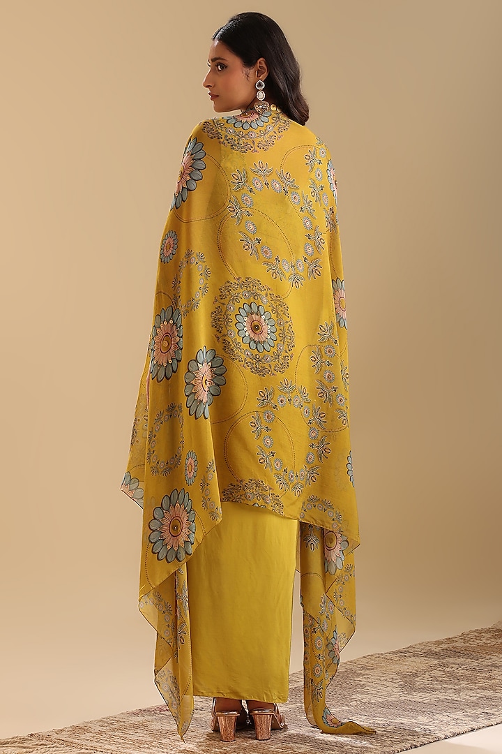 Yellow Crepe Draped Skirt Set by Soup by Sougat Paul at Pernia's Pop Up Shop