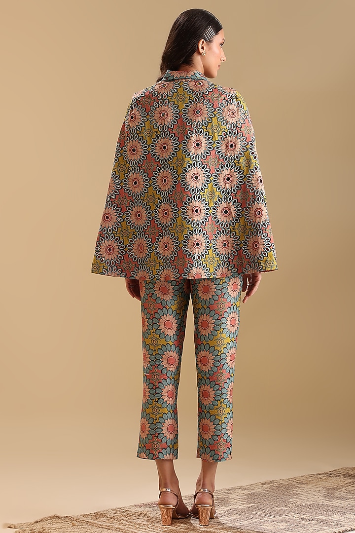 Multi-Colored Malaysian Silk Embellished Blazer Set by Soup by Sougat Paul at Pernia's Pop Up Shop