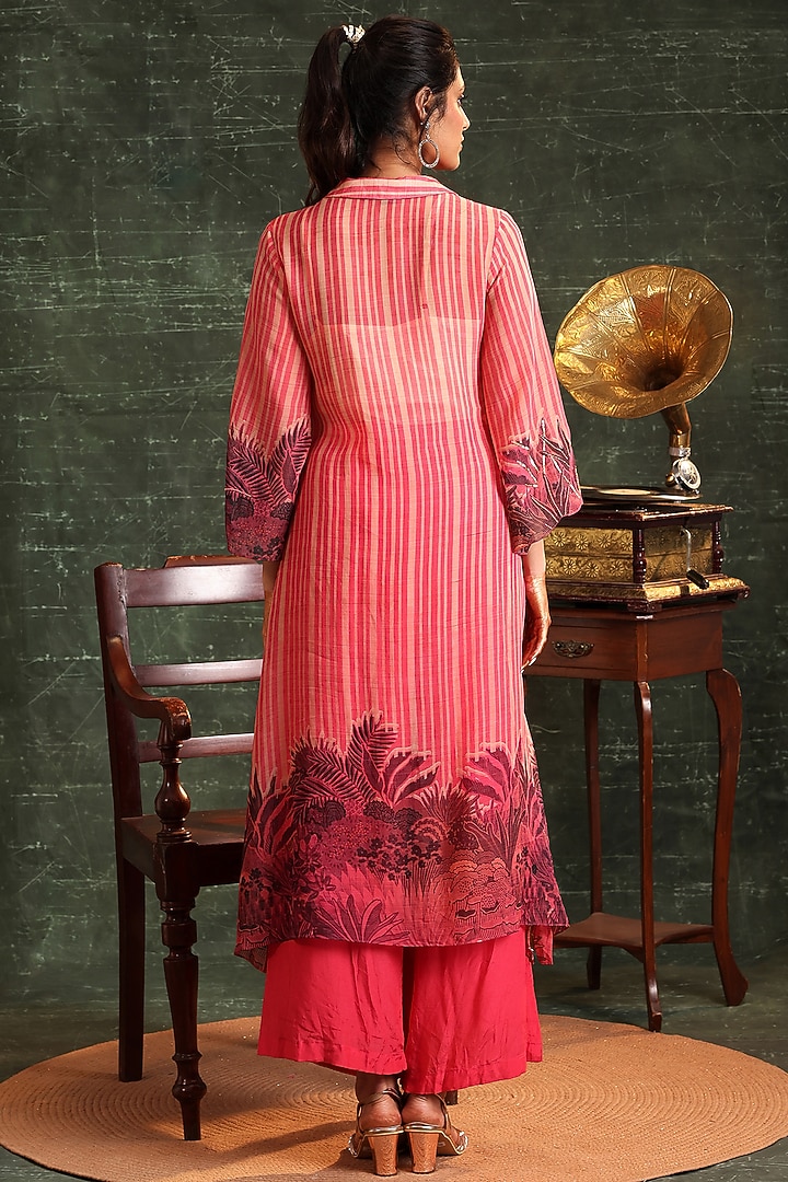 Pink Organza Embellished Kurta Set by Soup by Sougat Paul at Pernia's Pop Up Shop