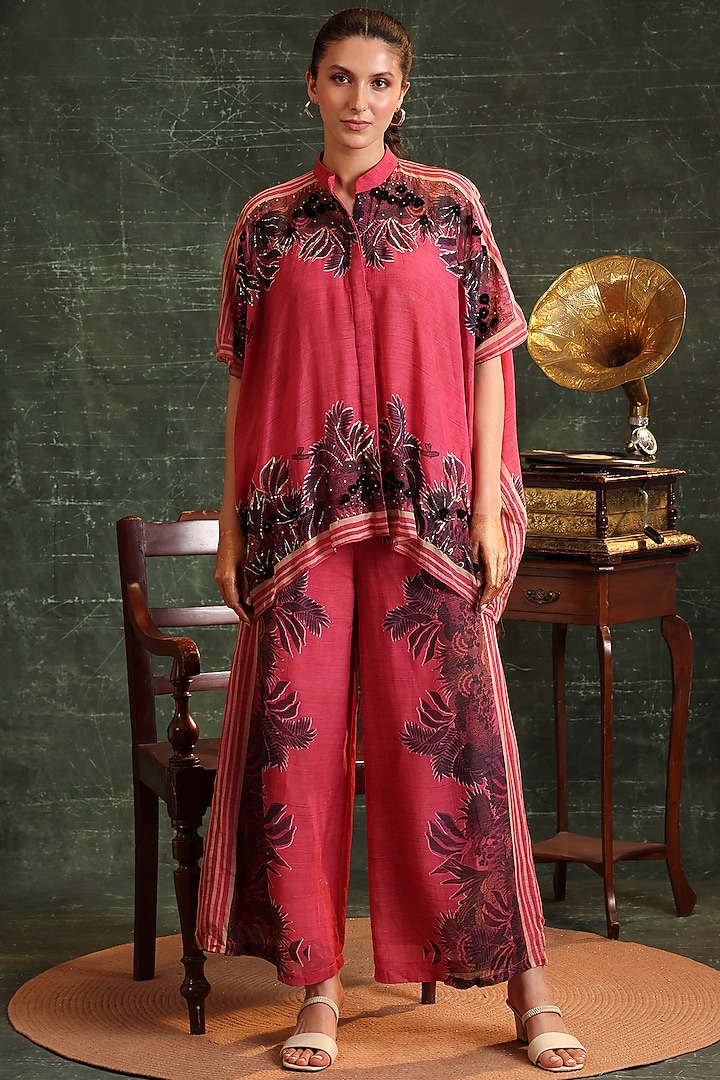 Pink Organza Embellished Co-Ord Set by Soup by Sougat Paul at Pernia's Pop Up Shop