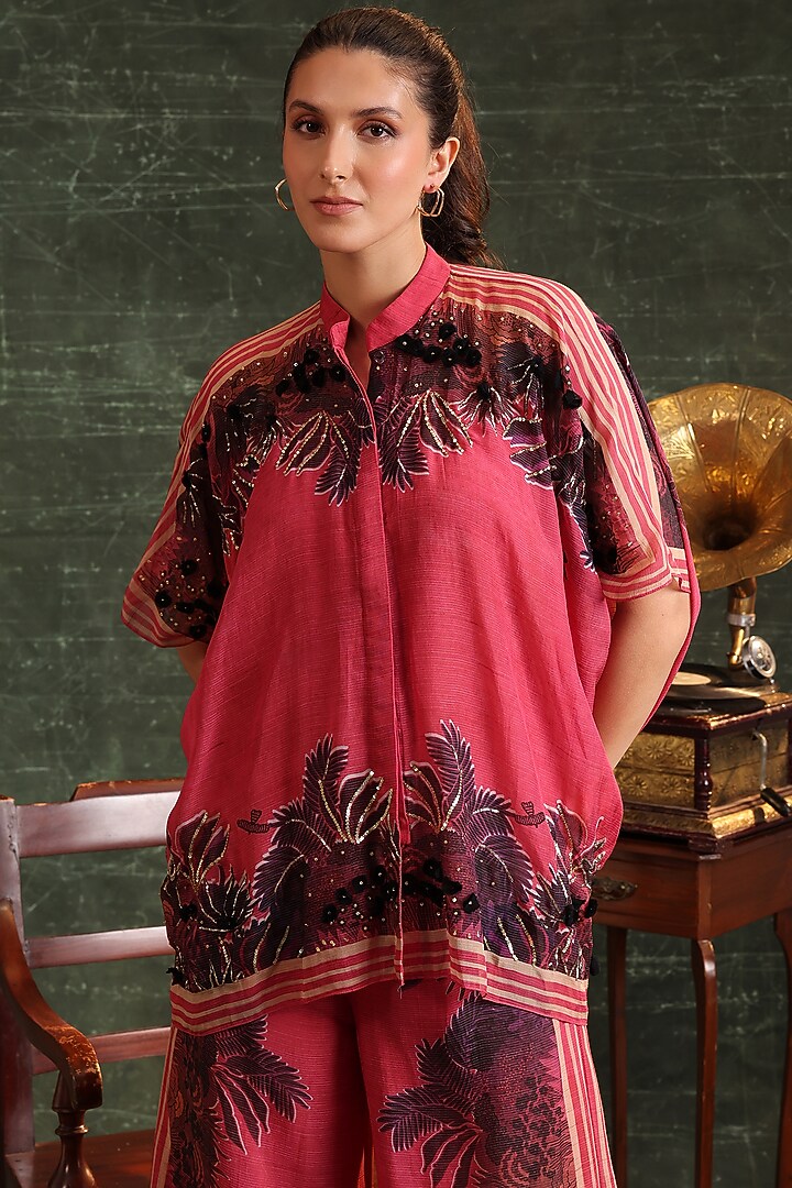 Pink Organza Embellished Co-Ord Set by Soup by Sougat Paul at Pernia's Pop Up Shop