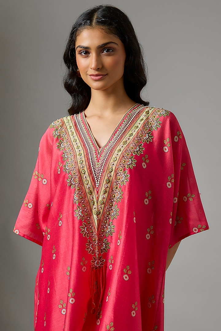 Pink Chanderi Hand Embellished Kurta Set by Soup by Sougat Paul at Pernia's Pop Up Shop