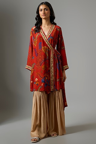 Beige Crepe Sharara Set by Soup by Sougat Paul