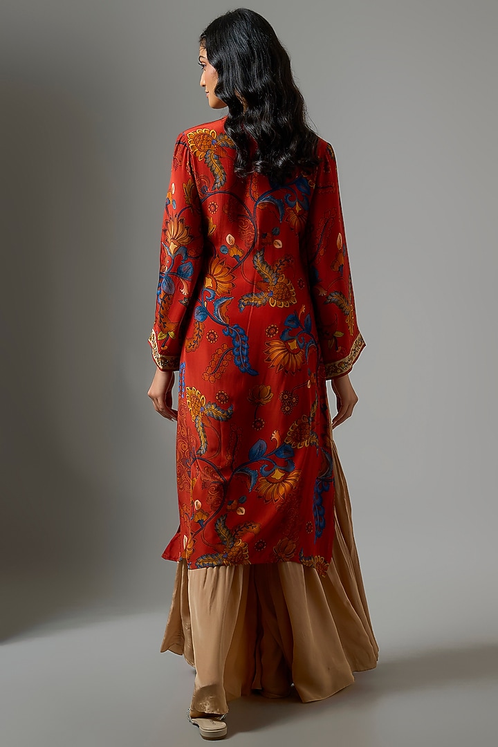Beige Crepe Party Wear Sharara Set by Soup by Sougat Paul at Pernia's Pop Up Shop