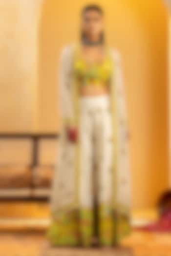 Off-White Organza Embroidered Jacket Set by Soup by Sougat Paul at Pernia's Pop Up Shop