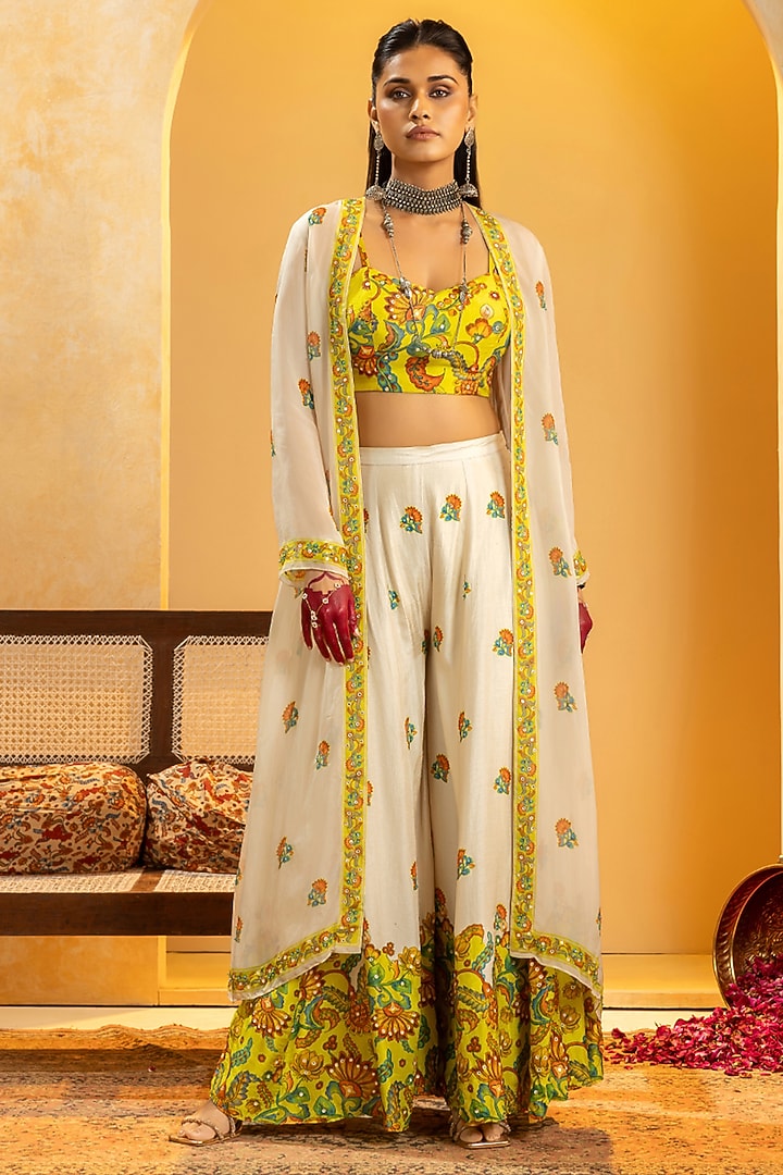 Off-White Organza Embroidered Jacket Set by Soup by Sougat Paul at Pernia's Pop Up Shop