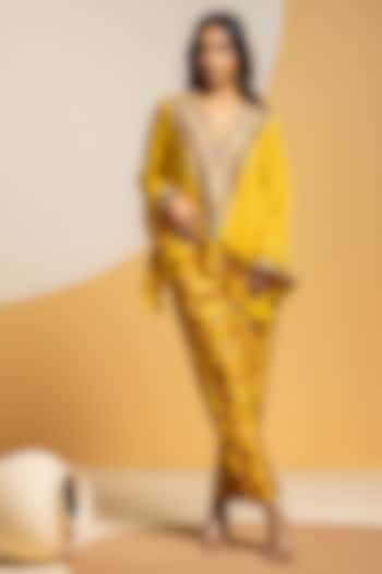 Yellow Chanderi Printed Co-Ord Set by Soup by Sougat Paul at Pernia's Pop Up Shop