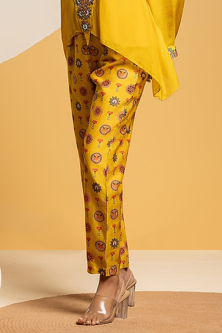Yellow Chanderi Printed Co-Ord Set by Soup by Sougat Paul at Pernia's Pop Up Shop