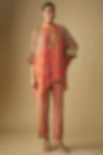 Rust Crepe Embellished Co-Ord Set by Soup by Sougat Paul at Pernia's Pop Up Shop