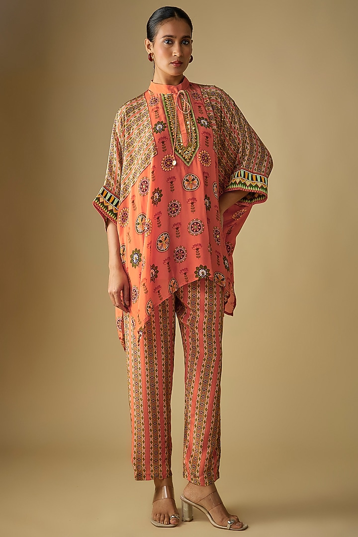 Rust Crepe Embellished Co-Ord Set by Soup by Sougat Paul at Pernia's Pop Up Shop