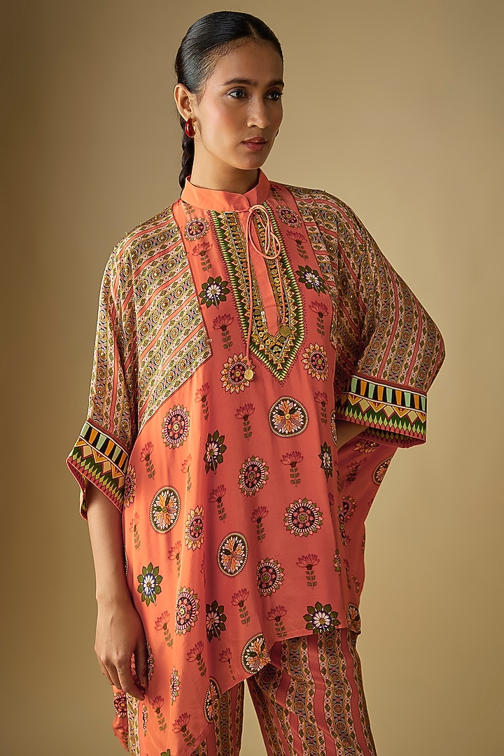 Rust Crepe Embellished Co-Ord Set by Soup by Sougat Paul at Pernia's Pop Up Shop