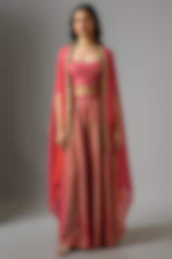 Pink Silk Digital Printed Palazzo Pant Set by Soup by Sougat Paul at Pernia's Pop Up Shop