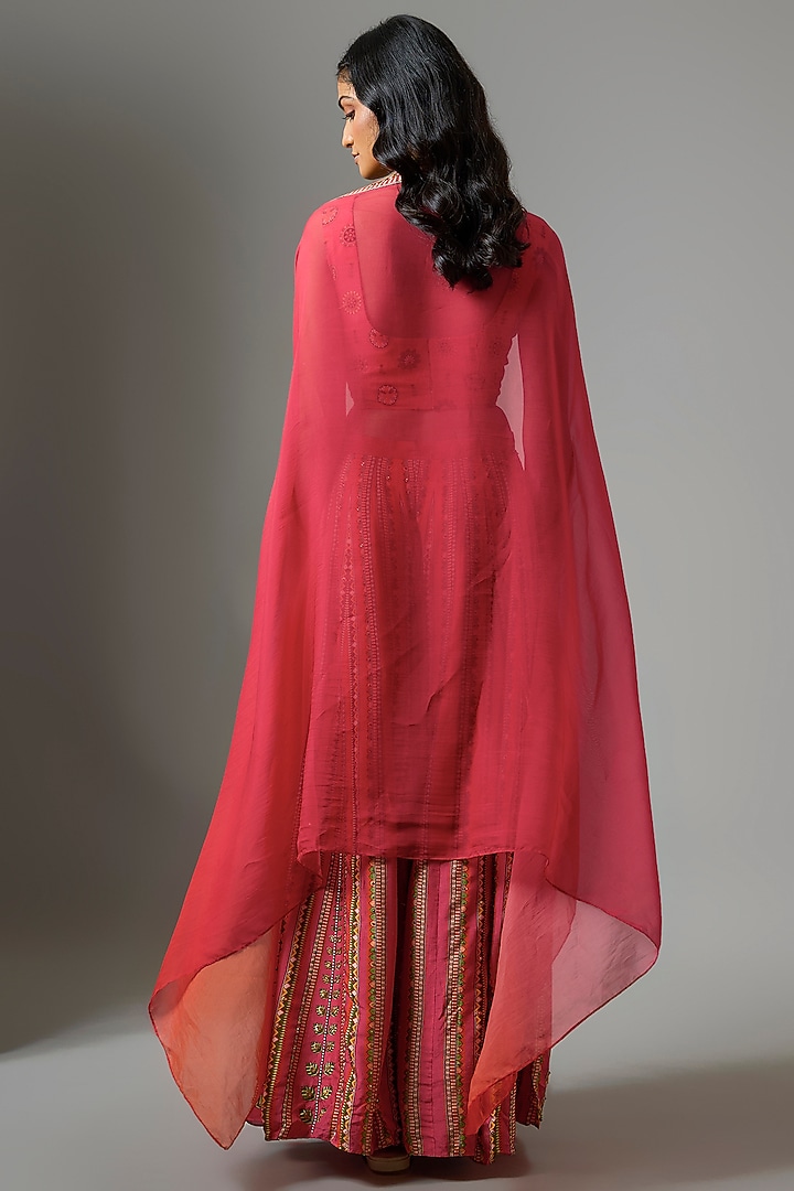 Pink Silk Digital Printed Palazzo Pant Set by Soup by Sougat Paul at Pernia's Pop Up Shop