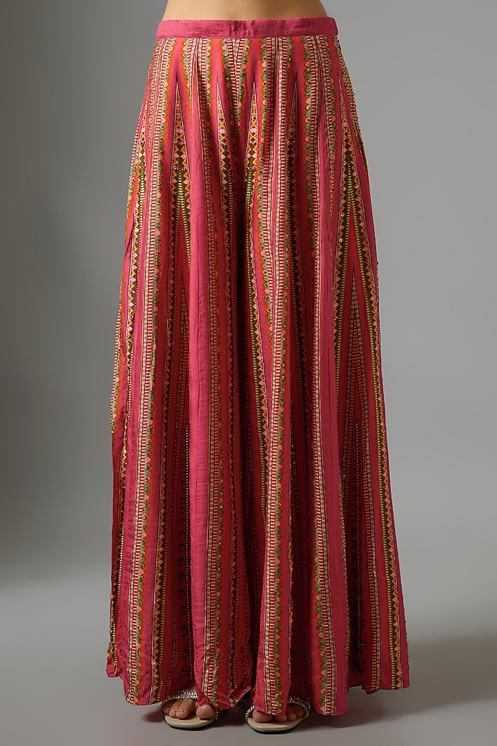 Pink Silk Digital Printed Palazzo Pant Set by Soup by Sougat Paul at Pernia's Pop Up Shop