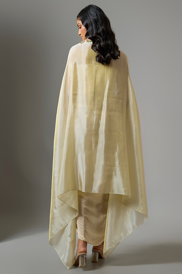 Off-White Organza Embellished Draped Jacket Vacation Dress by Soup by Sougat Paul at Pernia's Pop Up Shop