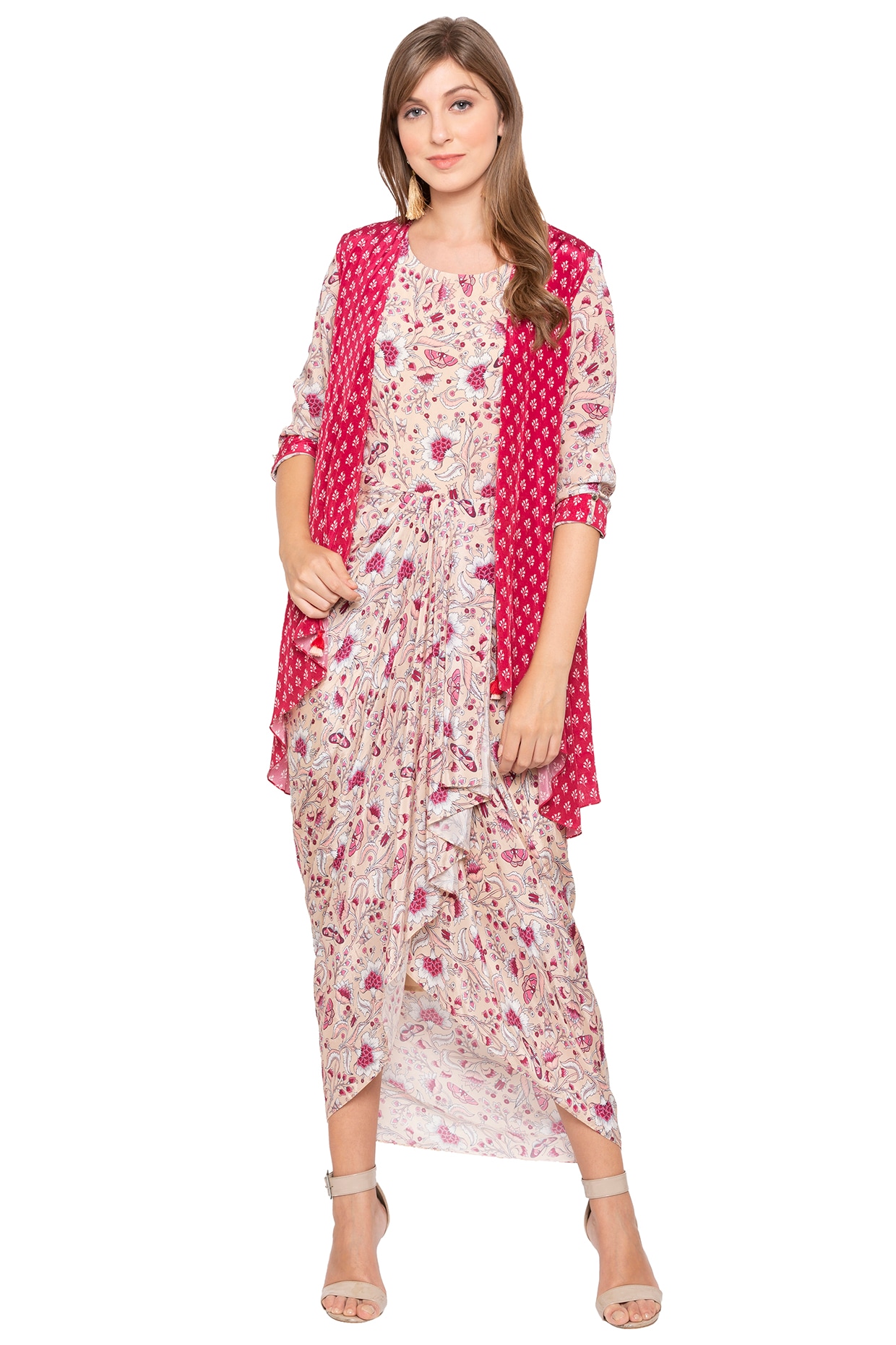 soup by sougat paul pink printed dress