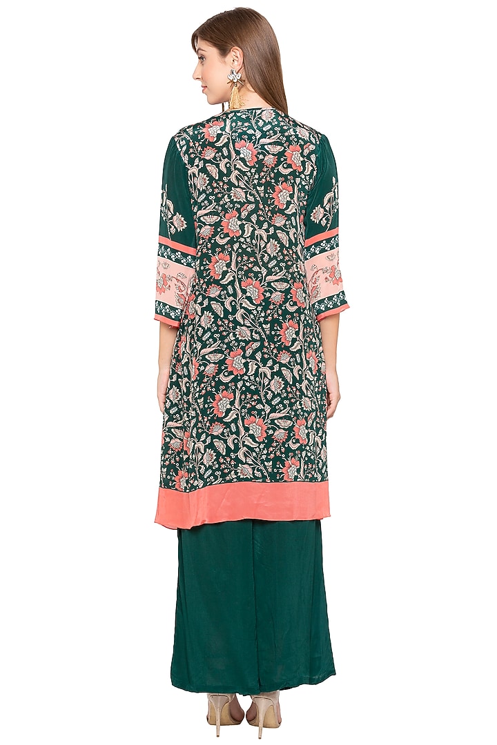 Green & Pink Printed Kurta With Palazzo Pants by Soup by Sougat Paul at Pernia's Pop Up Shop