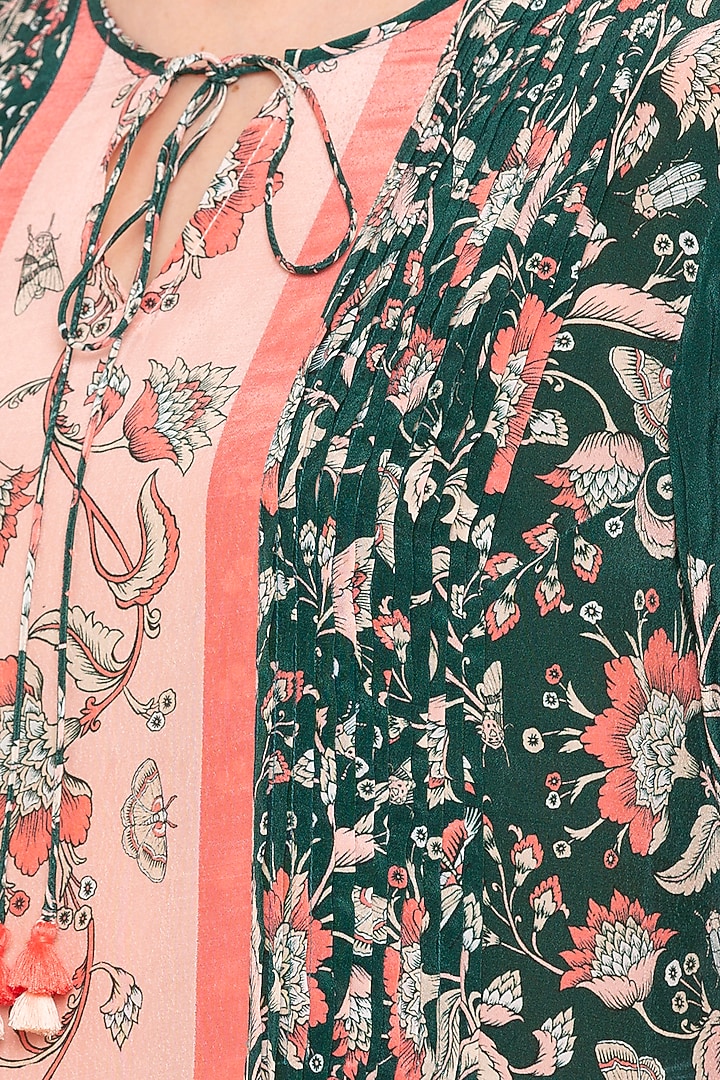 Green & Pink Printed Kurta With Palazzo Pants by Soup by Sougat Paul at Pernia's Pop Up Shop