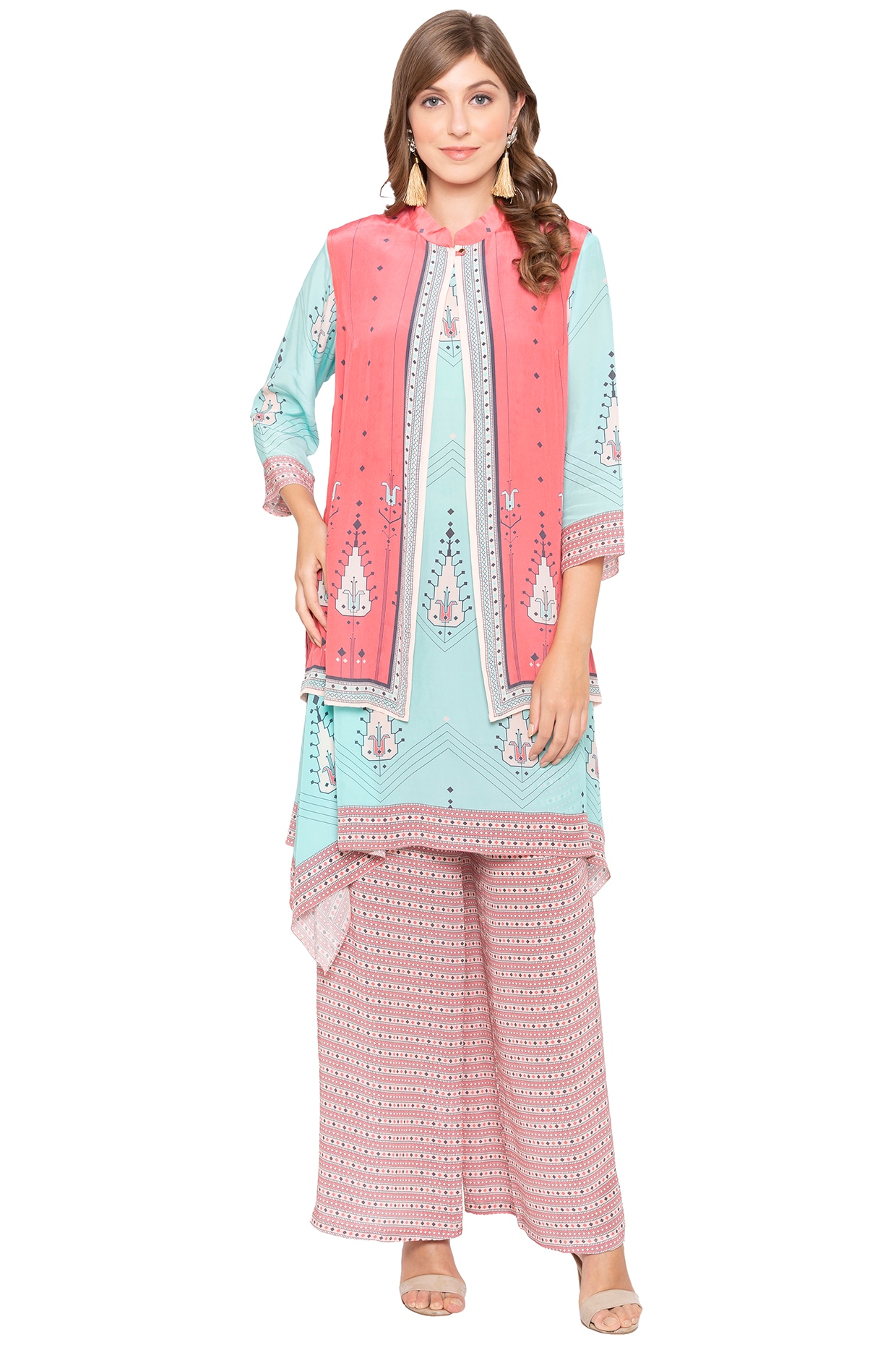 AKS Women Kurta Palazzo Ethnic Jacket Set - Buy AKS Women Kurta Palazzo  Ethnic Jacket Set Online at Best Prices in India | Flipkart.com