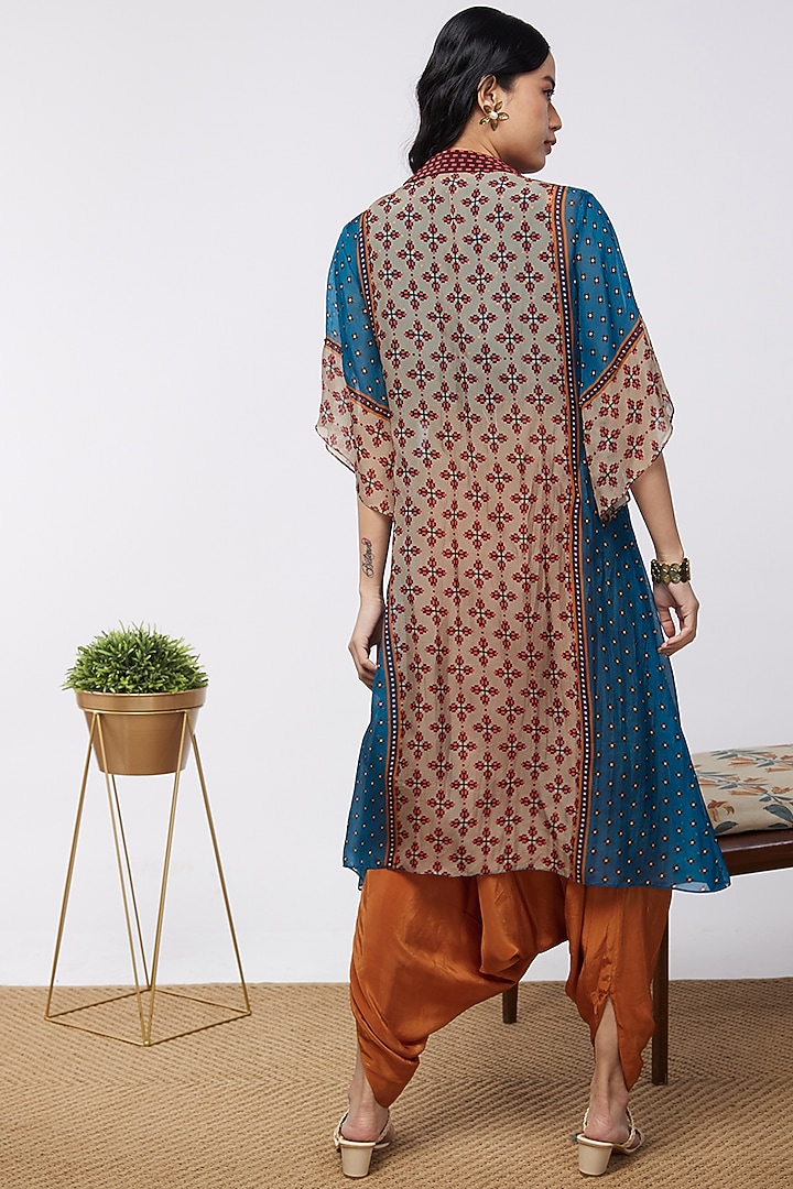 Blue Printed Jacket Set by Soup by Sougat Paul at Pernia's Pop Up Shop