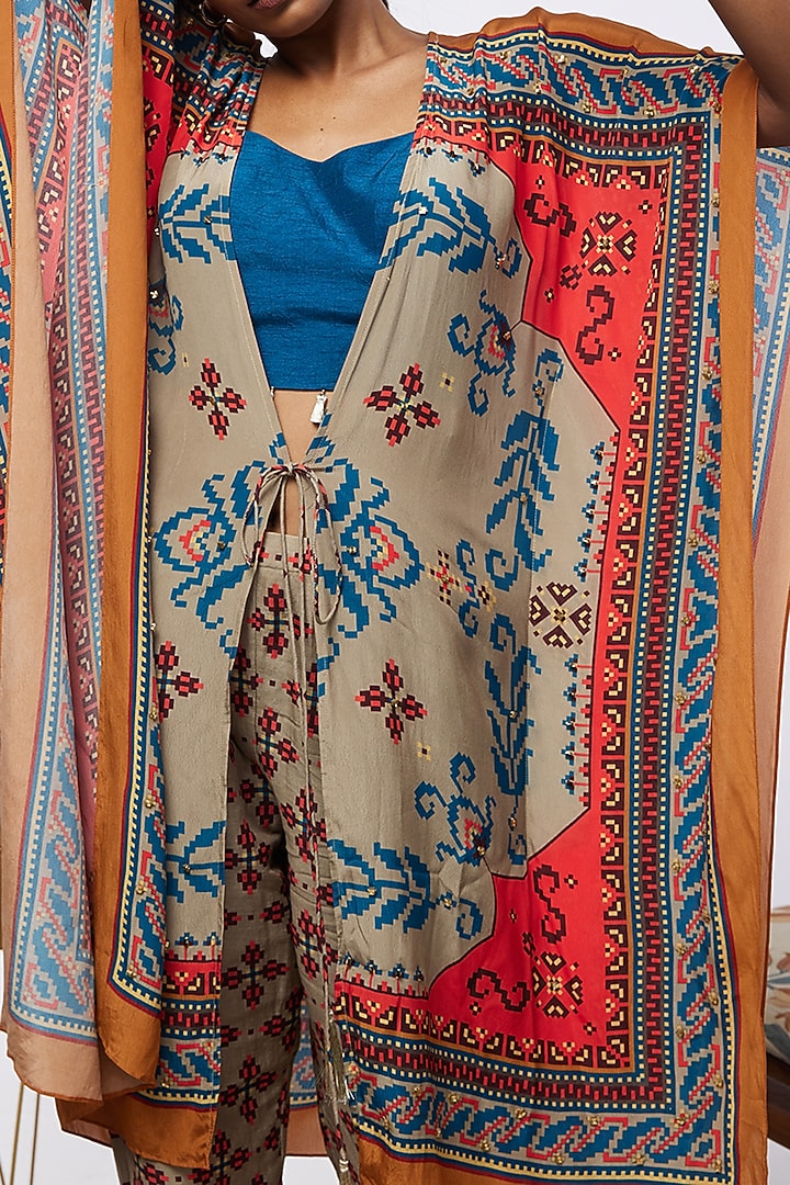 Multi-Coloured Printed Kaftan Jacket Set by Soup by Sougat Paul at Pernia's Pop Up Shop