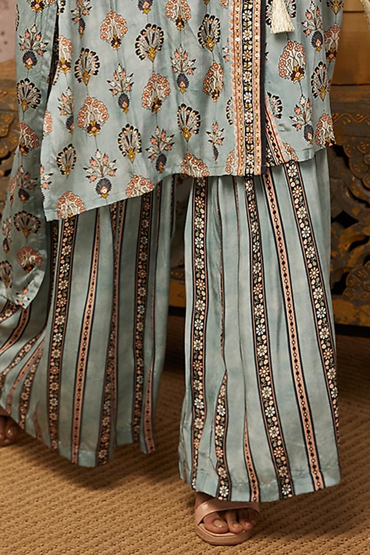Blue Embroidered Angrakha Kurta Set by Soup by Sougat Paul at Pernia's Pop Up Shop