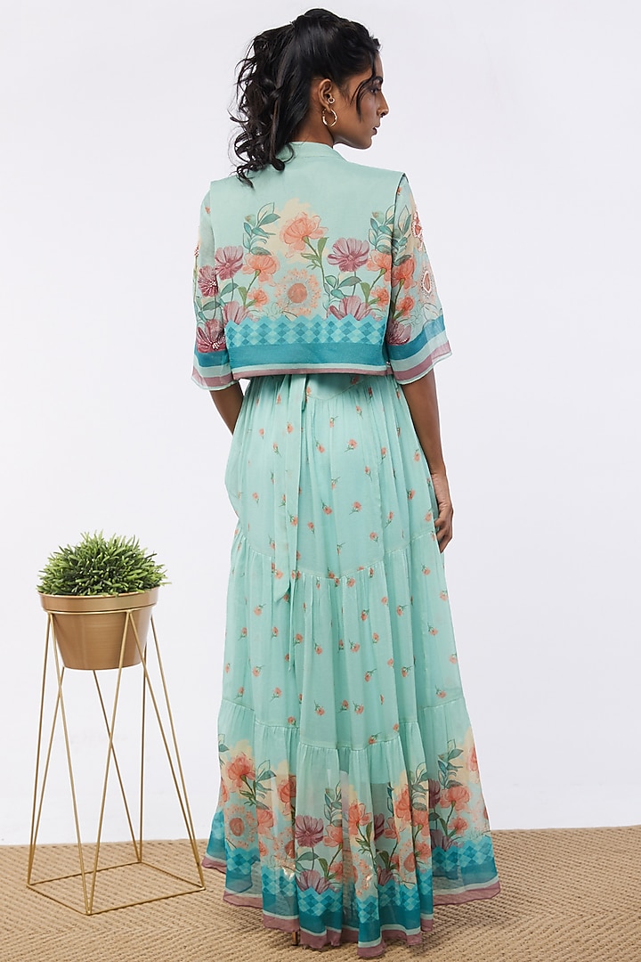 Mint Blue Printed Vacation Dress by Soup by Sougat Paul at Pernia's Pop Up Shop