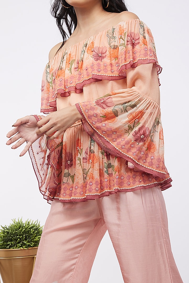 Pink Printed Pant Set by Soup by Sougat Paul at Pernia's Pop Up Shop