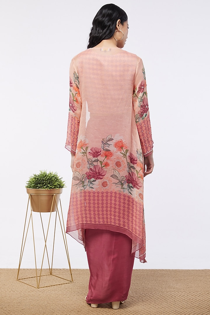 Pink Crepe Draped Skirt Set by Soup by Sougat Paul at Pernia's Pop Up Shop