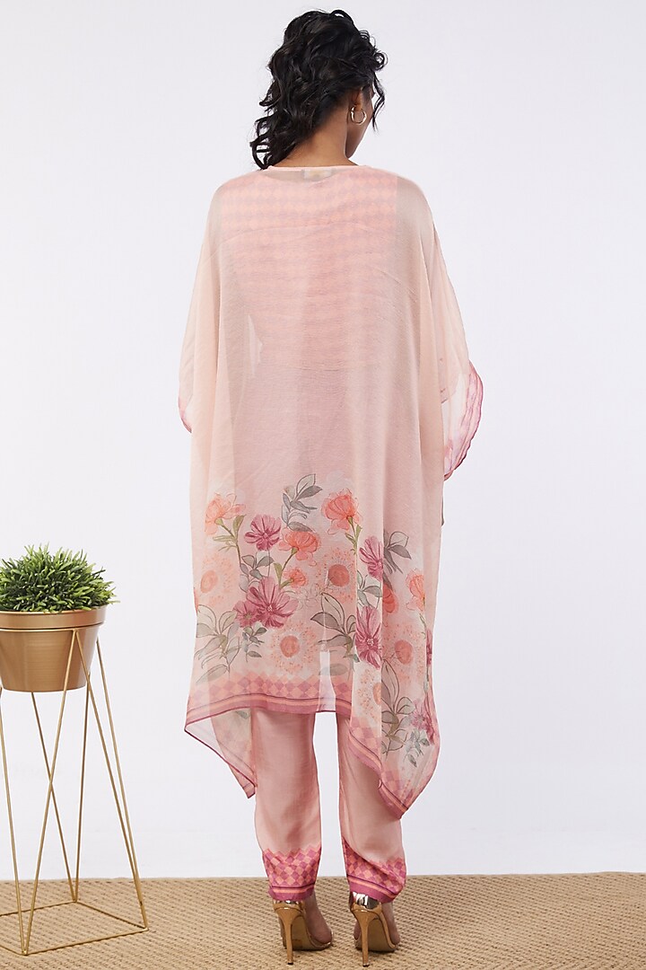 Pink Printed Kaftan Jacket Set by Soup by Sougat Paul at Pernia's Pop Up Shop