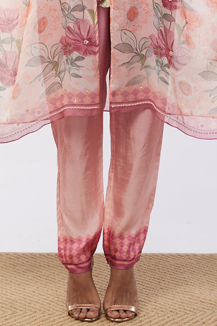 Pink Printed Kaftan Jacket Set by Soup by Sougat Paul at Pernia's Pop Up Shop