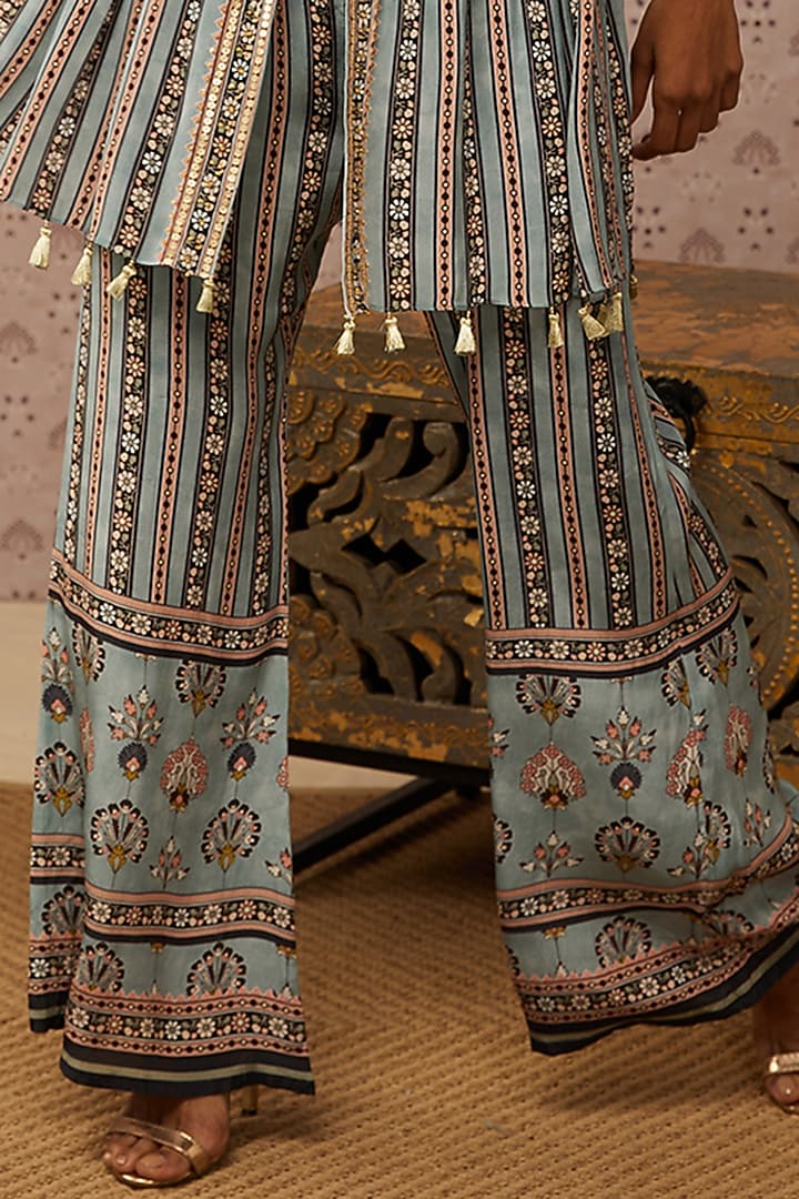Blue Crepe Kurta Set by Soup by Sougat Paul at Pernia's Pop Up Shop
