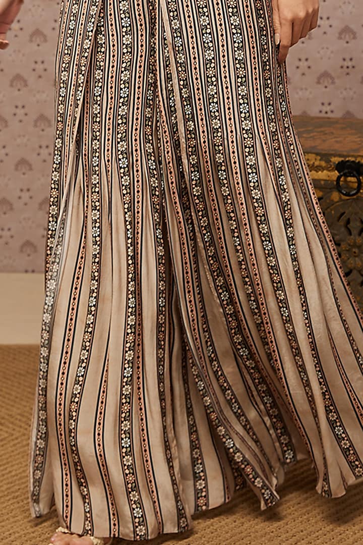 Beige Printed Jumpsuit With Jacket by Soup by Sougat Paul at Pernia's Pop Up Shop
