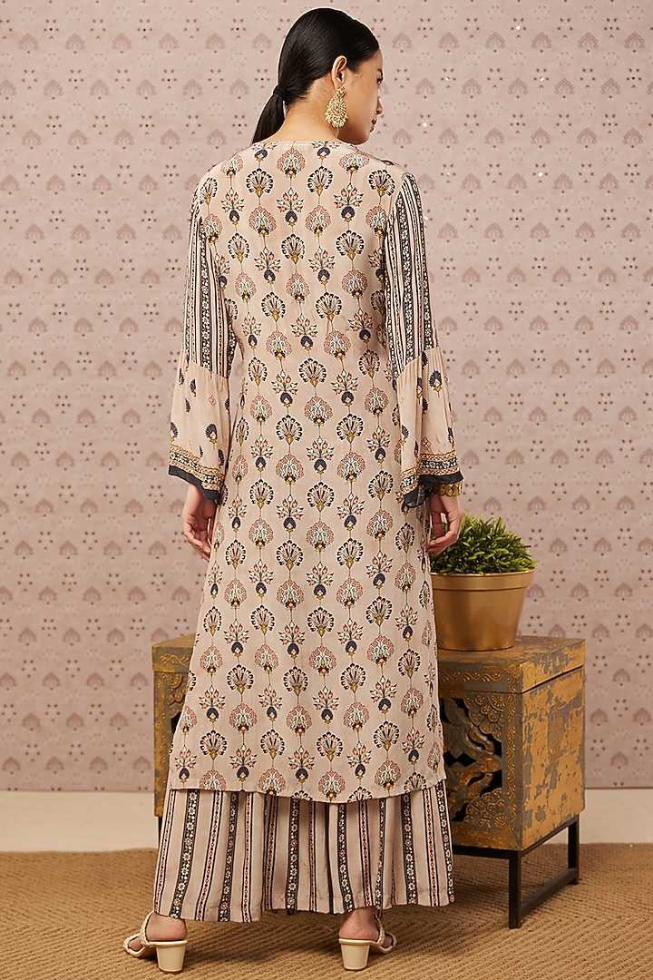 Beige Embroidered Angrakha Kurta Set by Soup by Sougat Paul at Pernia's Pop Up Shop