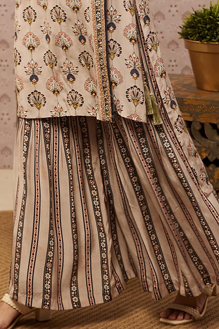 Beige Embroidered Angrakha Kurta Set by Soup by Sougat Paul at Pernia's Pop Up Shop